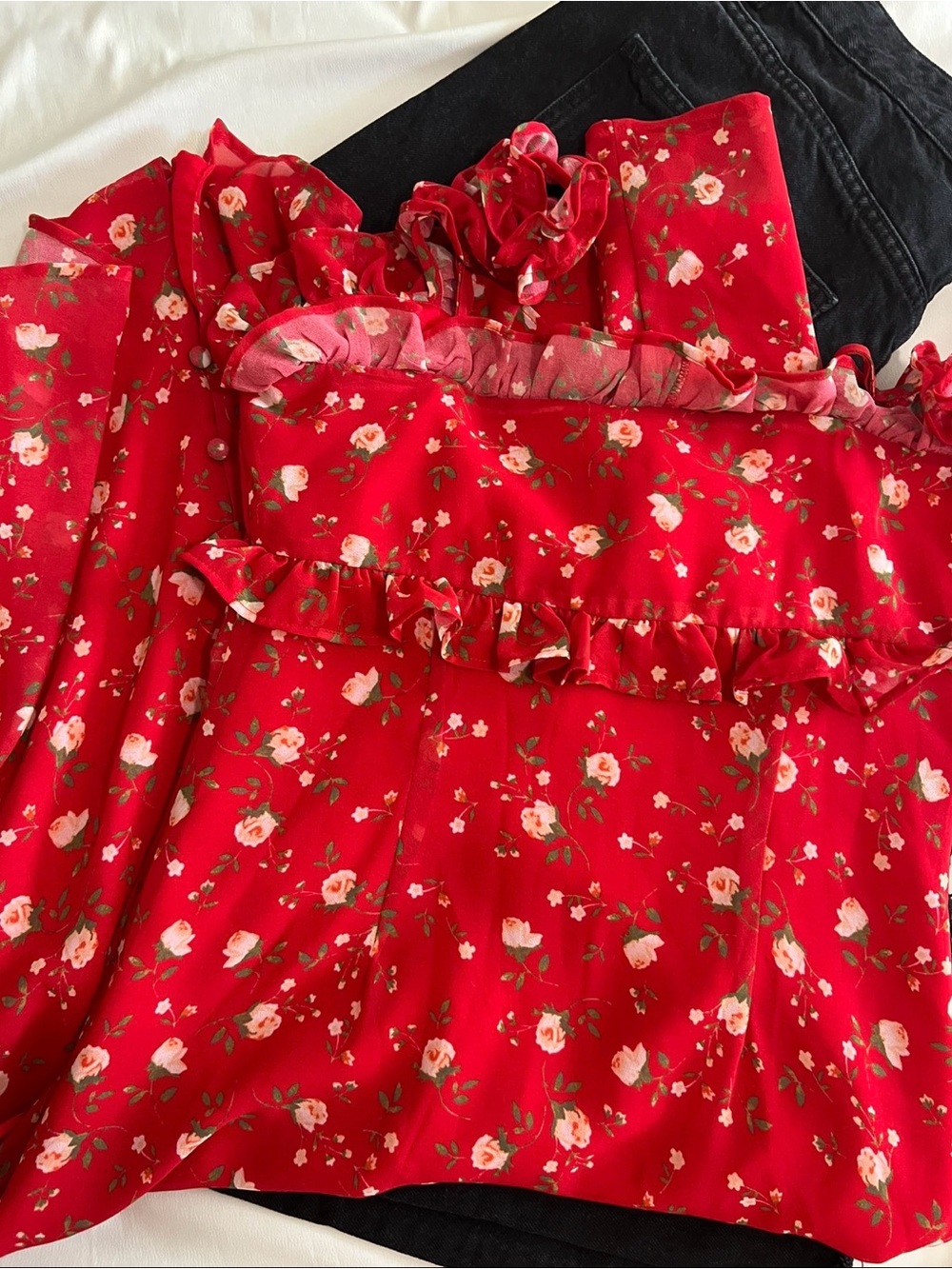 Privacy Please Red Ruffle Midi Dress ✨🍓 - Picture 4 of 5